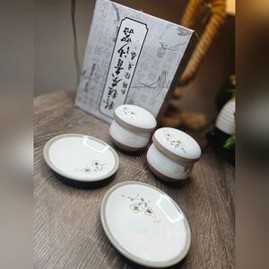 New Japanese Ceramic Tea Set with Infuser – Floral Porcelain Teacups